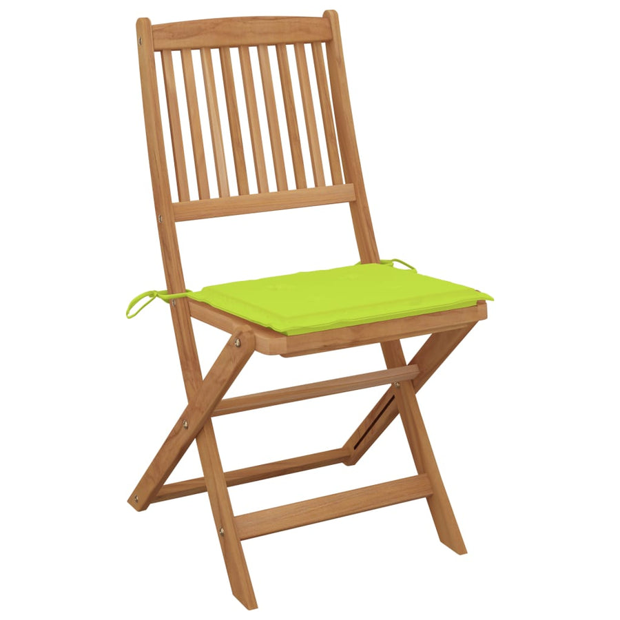 Tuinstoelen 6 St Inklapbaar Met Kussens Massief Acaciahout Heldergroen Zonder armleuning