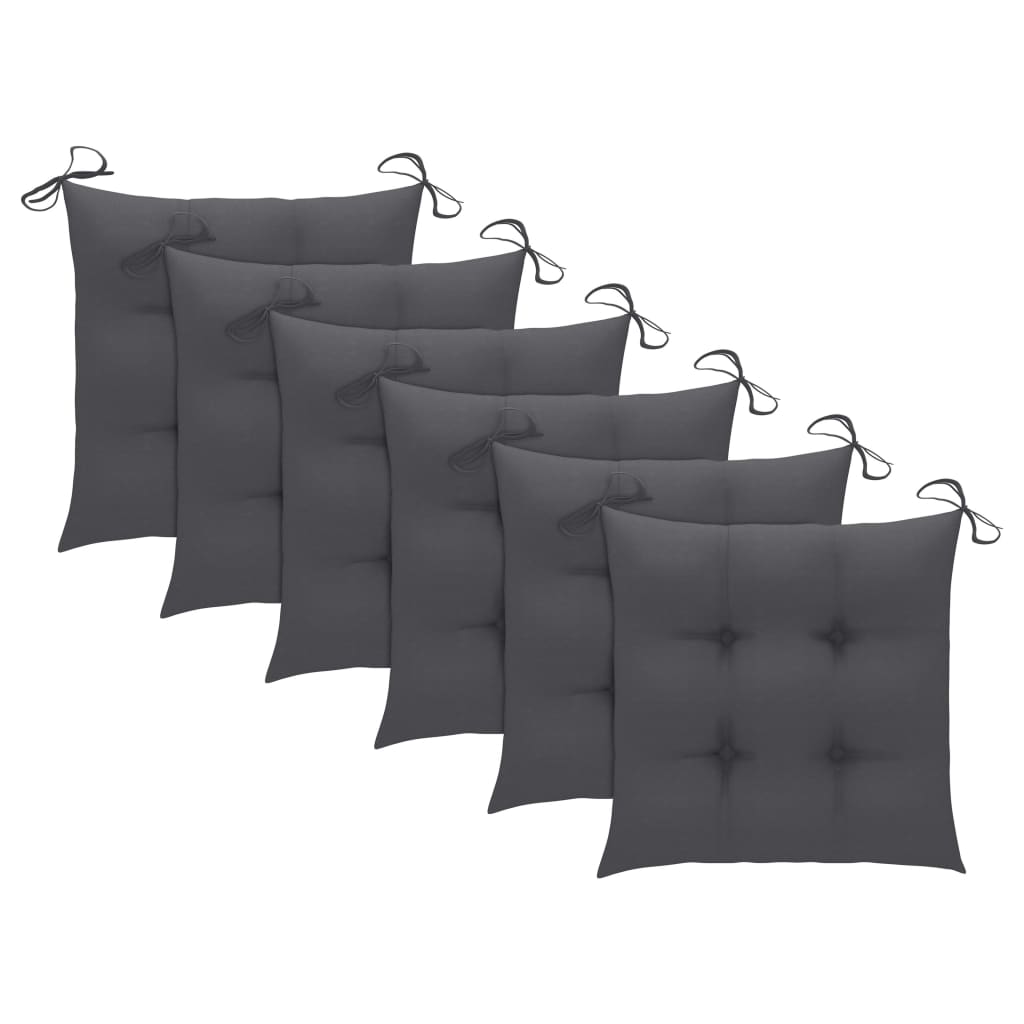 Tuinstoelen Inklapbaar Met Kussens Massief Acaciahout 6 Antraciet Zonder armleuning