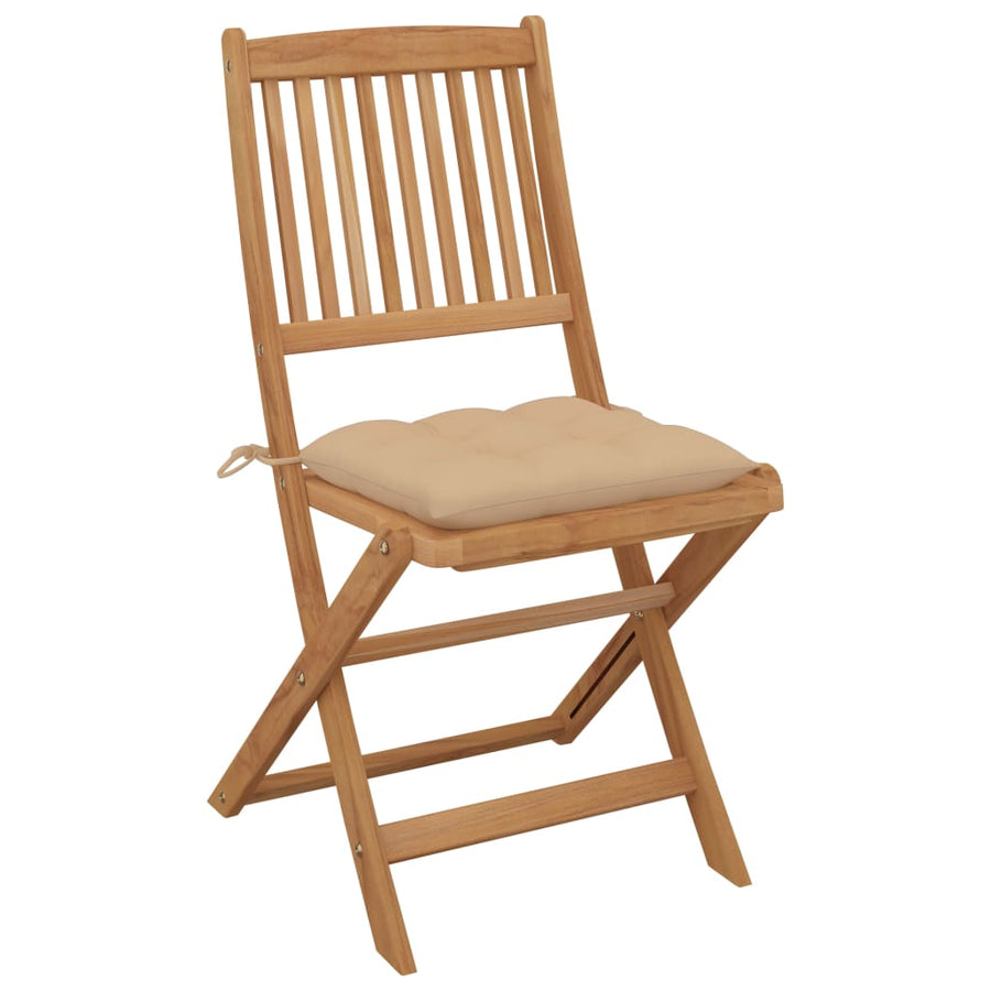 Tuinstoelen 6 St Inklapbaar Met Kussens Massief Acaciahout Beige Zonder armleuning