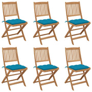 Tuinstoelen inklapbaar massief acaciahout 6 stuks blauw