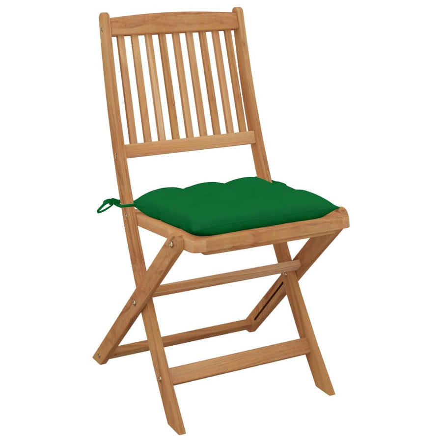 Tuinstoelen 6 St Inklapbaar Met Kussens Massief Acaciahout Groen Zonder armleuning