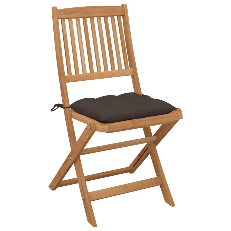 Tuinstoelen 6 St Inklapbaar Met Kussens Massief Acaciahout Taupe Zonder armleuning
