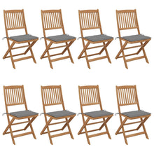 Tuinstoelen Inklapbaar Met Kussens Massief Acaciahout 8 Grijs Zonder armleuning