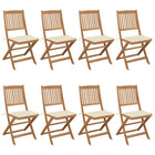 Tuinstoelen 8 st massief acaciahout inklapbaar met kussens