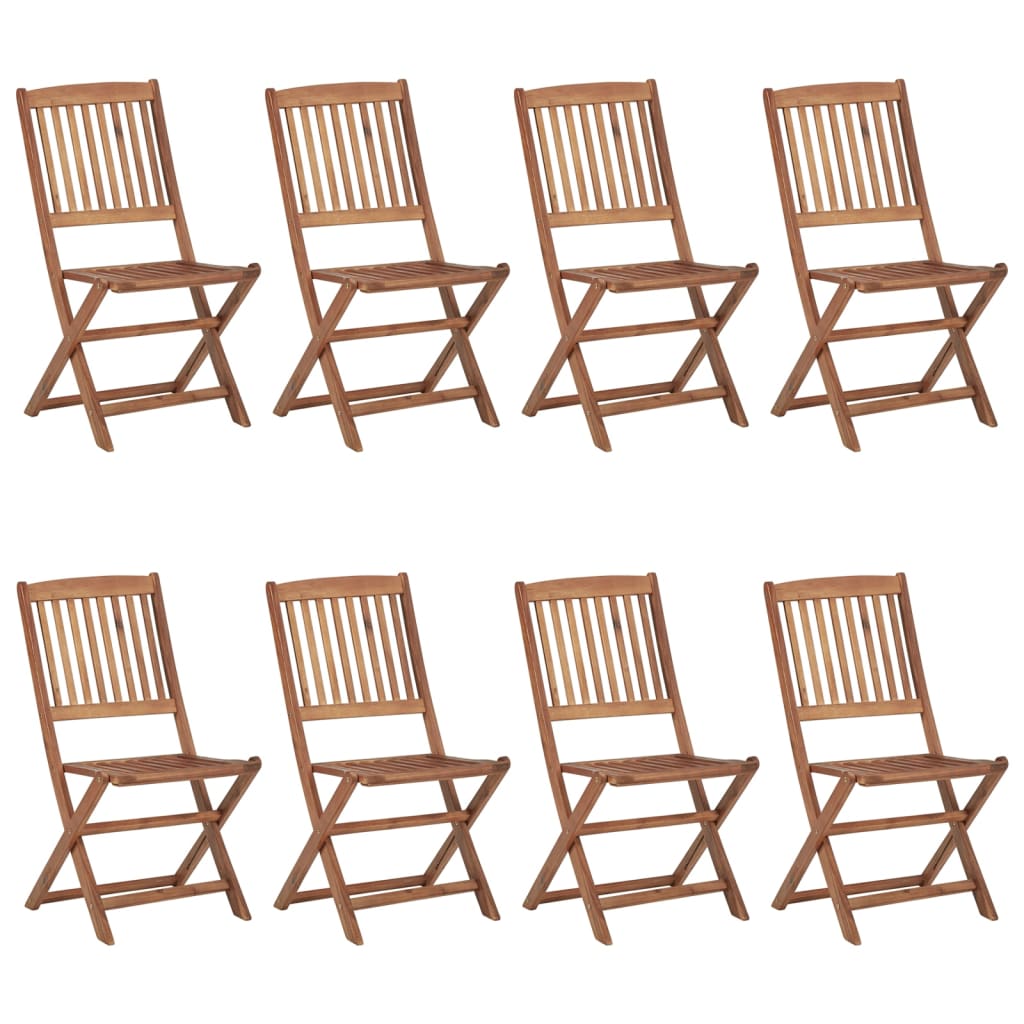 Tuinstoelen 8 St Inklapbaar Met Kussens Massief Acaciahout Crème Zonder armleuning