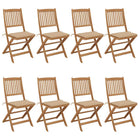 Folding Garden Chairs with Cushions Solid Acacia Wood 8