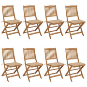 Tuinstoelen massief acaciahout inklapbaar set 8 beige
