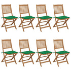 Folding Garden Chairs with Cushions Solid Acacia Wood 8