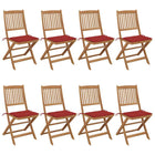 Tuinstoelen 8 stuks inklapbaar massief acaciahout met kussens