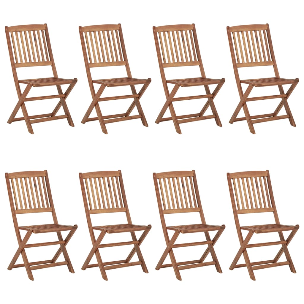Tuinstoelen 8 St Inklapbaar Met Kussens Massief Acaciahout Zwart Zonder armleuning