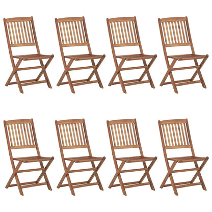 Tuinstoelen 8 St Inklapbaar Met Kussens Massief Acaciahout Zwart Zonder armleuning