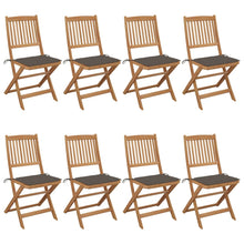 Tuinstoelen 8 St Inklapbaar Met Kussens Massief Acaciahout Taupe Zonder armleuning