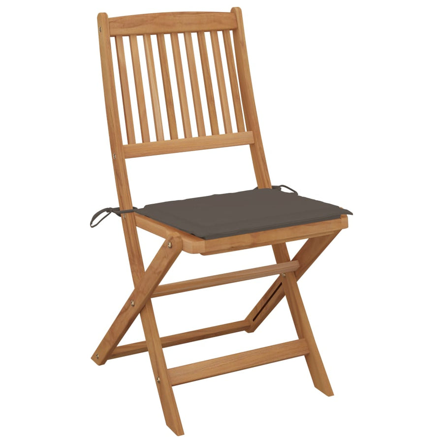 Tuinstoelen 8 St Inklapbaar Met Kussens Massief Acaciahout Taupe Zonder armleuning