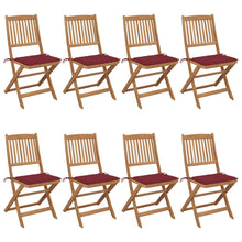 Tuinstoelen 8 St Inklapbaar Met Kussens Massief Acaciahout Wijnrood Zonder armleuning