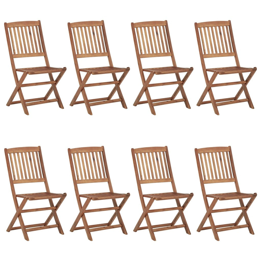 Tuinstoelen Inklapbaar Met Kussens Massief Acaciahout 8 Grijs Zonder armleuning