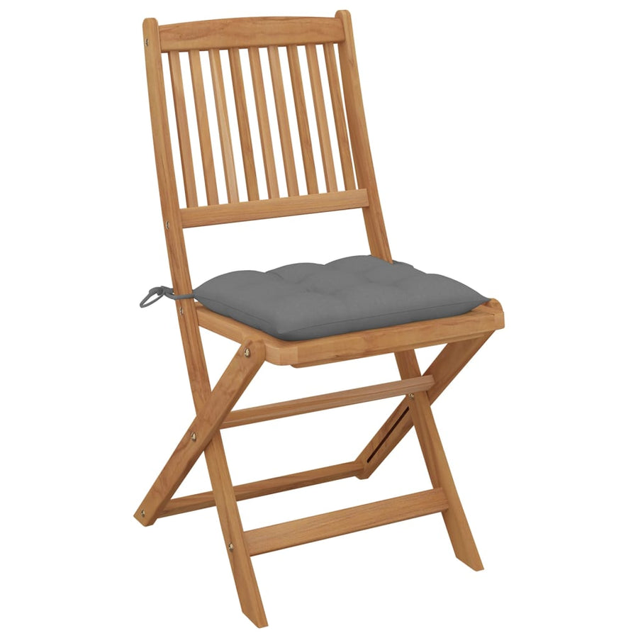 Tuinstoelen Inklapbaar Met Kussens Massief Acaciahout 8 Grijs Zonder armleuning
