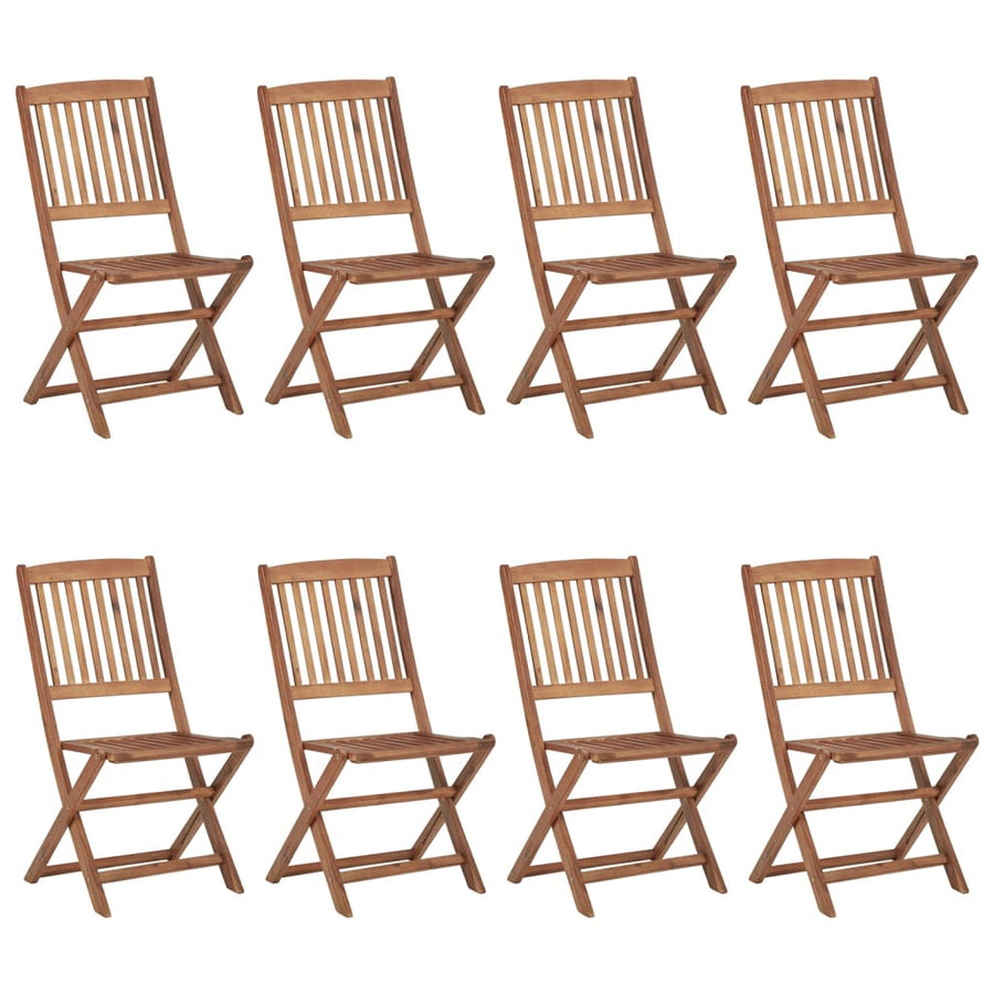 Tuinstoelen 8 St Inklapbaar Met Kussens Massief Acaciahout Zwart Zonder armleuning