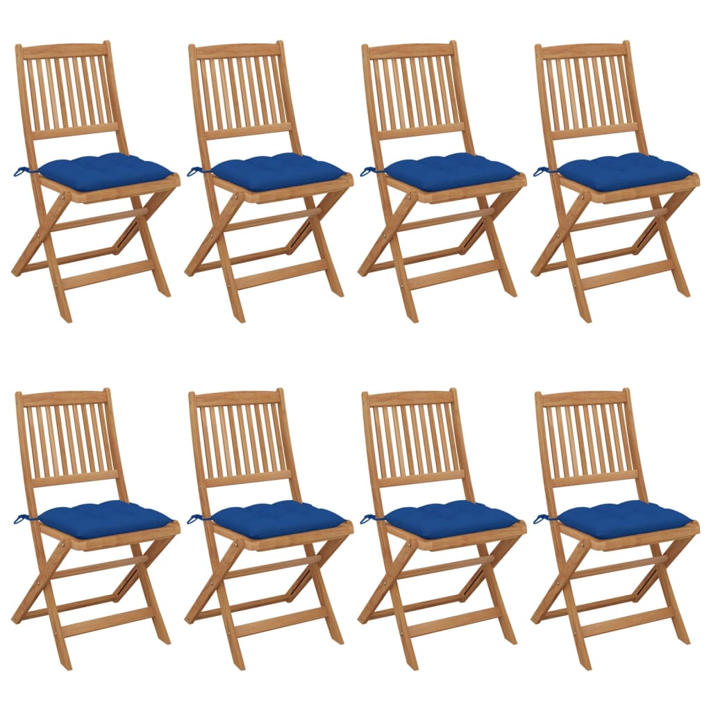 Tuinstoelen 8 st inklapbaar met kussens massief acaciahout