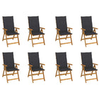 Garden Chairs 8 pcs Foldable with Cushions Solid Acacia Wood