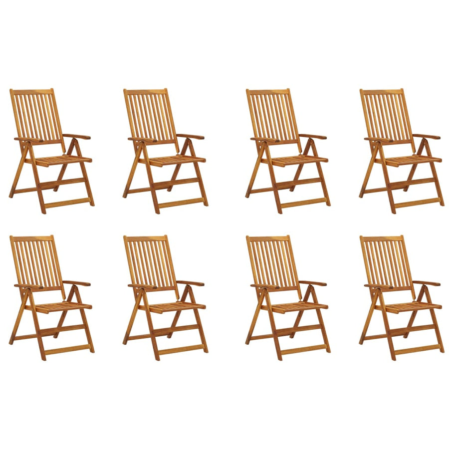 Tuinstoelen Inklapbaar Met Kussens Massief Acaciahout 8 120 x 50 x 3 cm Grijs