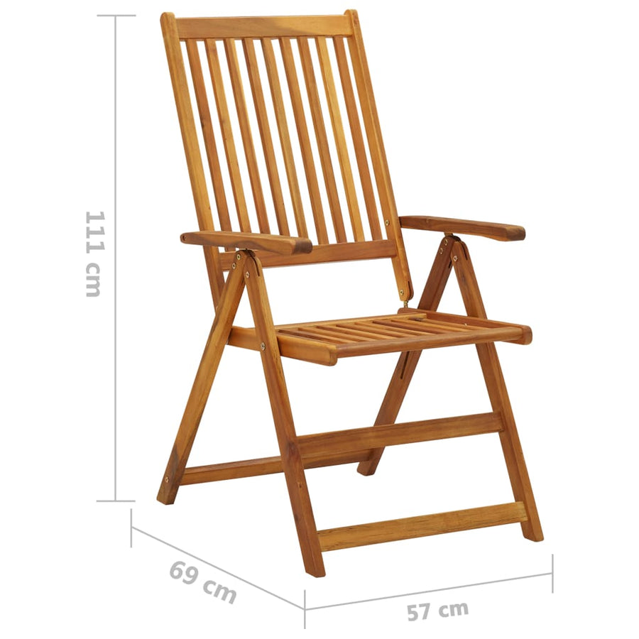 Tuinstoelen Inklapbaar Met Kussens Massief Acaciahout 8 120 x 50 x 3 cm Grijs