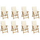 Garden Chairs 8 pcs Foldable with Cushions Solid Acacia Wood