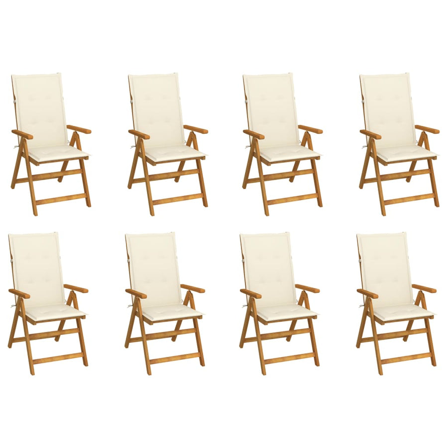 Tuinstoelen 8 st inklapbaar met kussens massief acaciahout