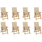 Garden Chairs 8 pcs Foldable with Cushions Solid Acacia Wood