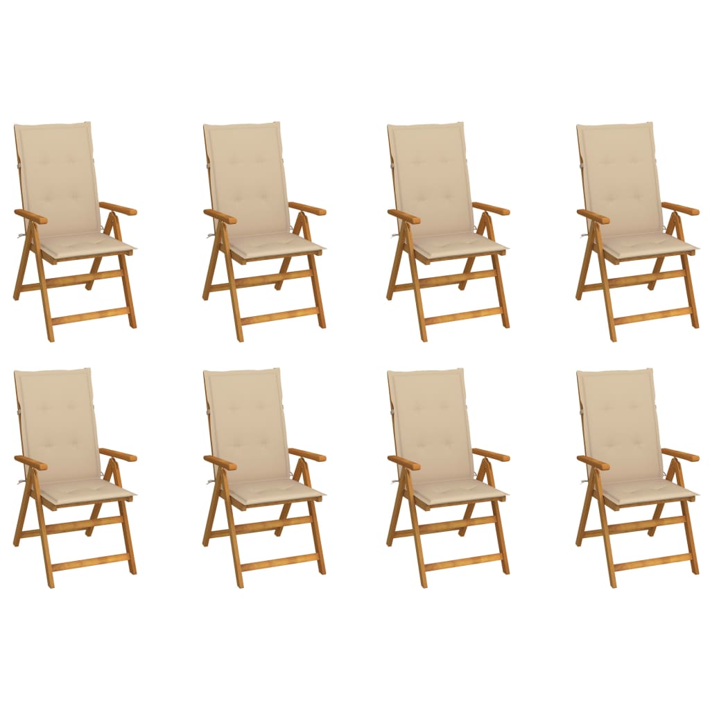 Tuinstoelen 8 st inklapbaar met kussens massief acaciahout