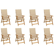 Tuinstoelen 8 st massief acaciahout inklapbaar met kussens