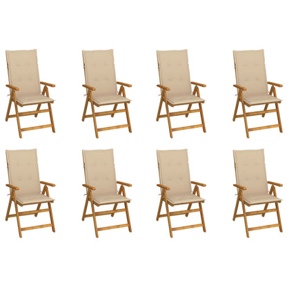 Tuinstoelen 8 st inklapbaar met kussens massief acaciahout