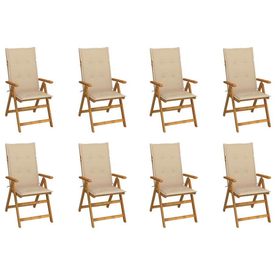 Tuinstoelen 8 st inklapbaar met kussens massief acaciahout