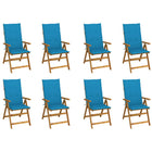 Tuinstoelen 8 st massief acaciahout inklapbaar met kussens