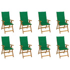 Garden Chairs 8 pcs Foldable with Cushions Solid Acacia Wood
