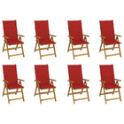 Garden Chairs 8 pcs Foldable with Cushions Solid Acacia Wood