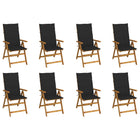 Garden Chairs 8 pcs Foldable with Cushions Solid Acacia Wood
