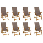Garden Chairs 8 pcs Foldable with Cushions Solid Acacia Wood