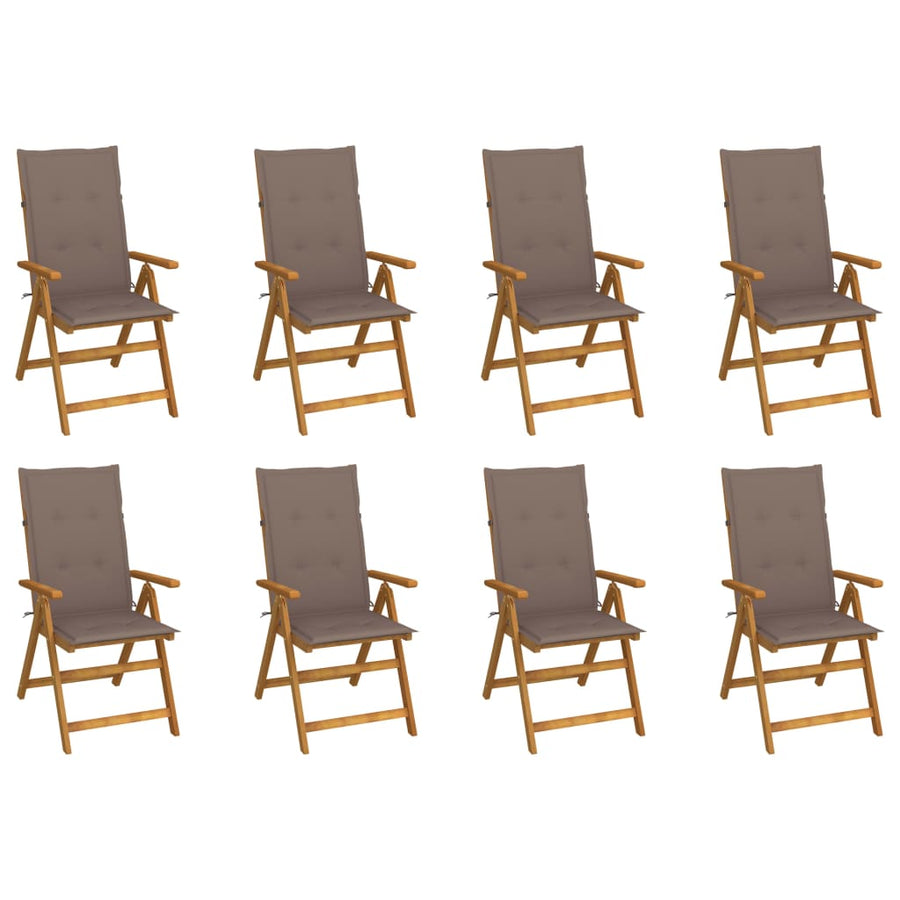 Tuinstoelen 8 st inklapbaar met kussens massief acaciahout