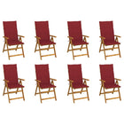 Garden Chairs 8 pcs Foldable with Cushions Solid Acacia Wood