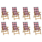 Garden Chairs 8 pcs Foldable with Cushions Solid Acacia Wood