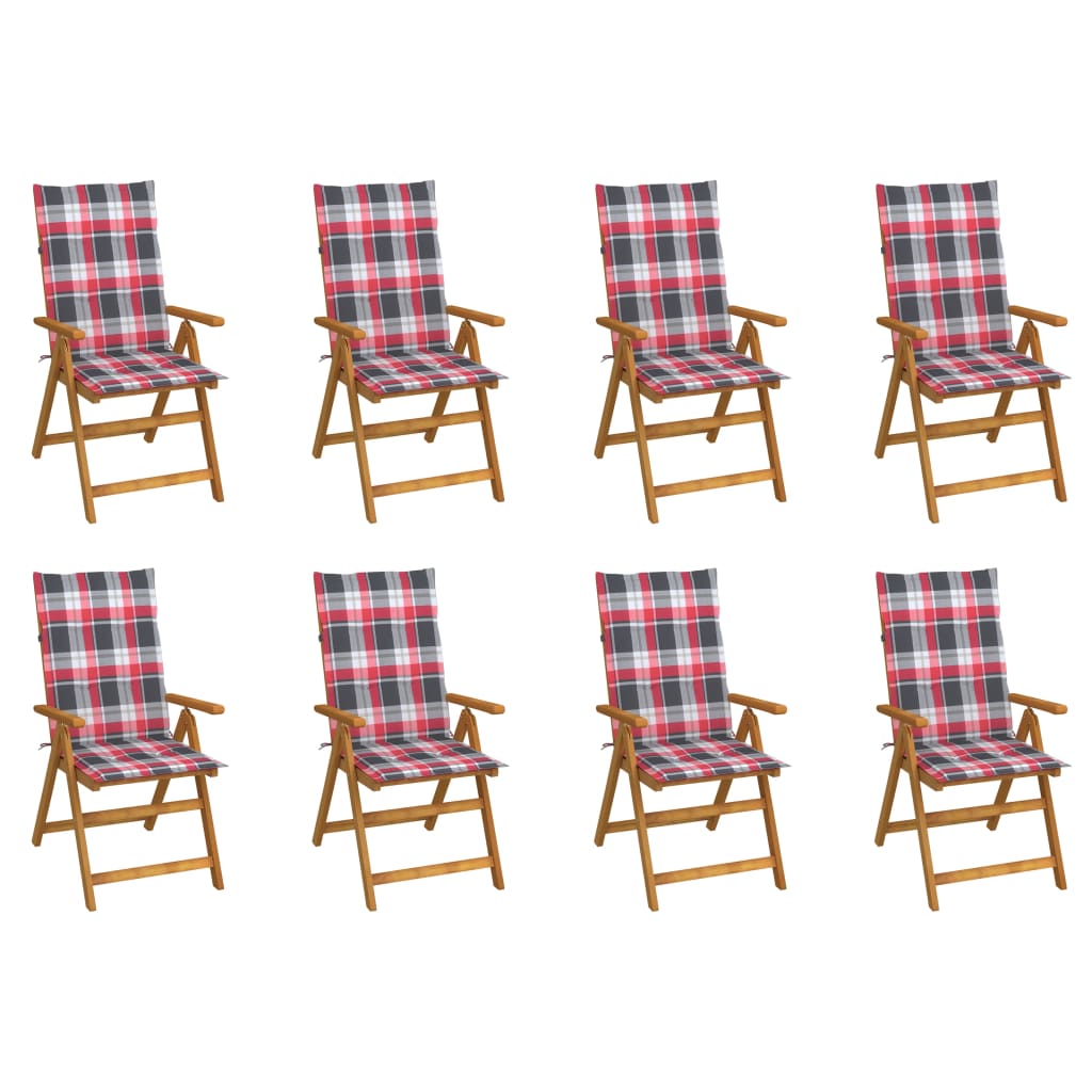 Tuinstoelen 8 st inklapbaar met kussens massief acaciahout