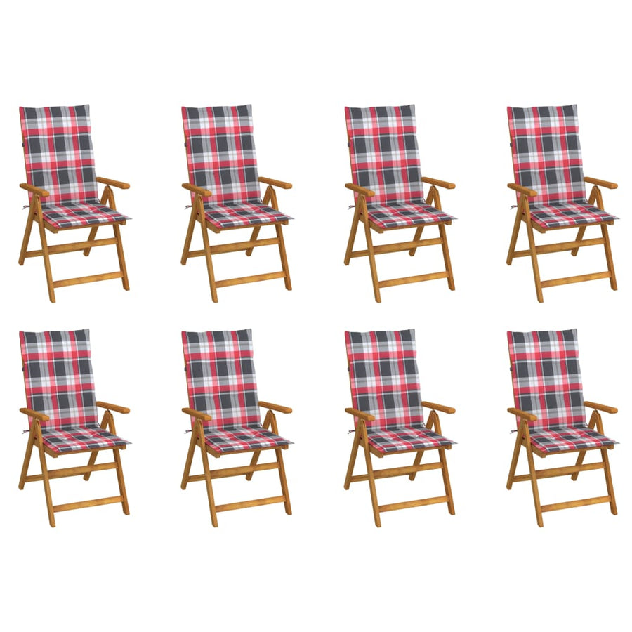 Tuinstoelen 8 st inklapbaar met kussens massief acaciahout