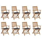 Garden Chairs 8 pcs Foldable with Cushions Solid Acacia Wood