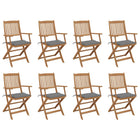 Garden Chairs 8 pcs Foldable with Cushions Solid Acacia Wood