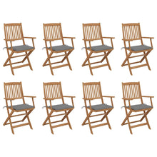 Tuinstoelen Inklapbaar Met Kussens Massief Acaciahout 8 Grijs