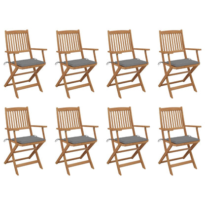 Tuinstoelen Inklapbaar Met Kussens Massief Acaciahout 8 Grijs