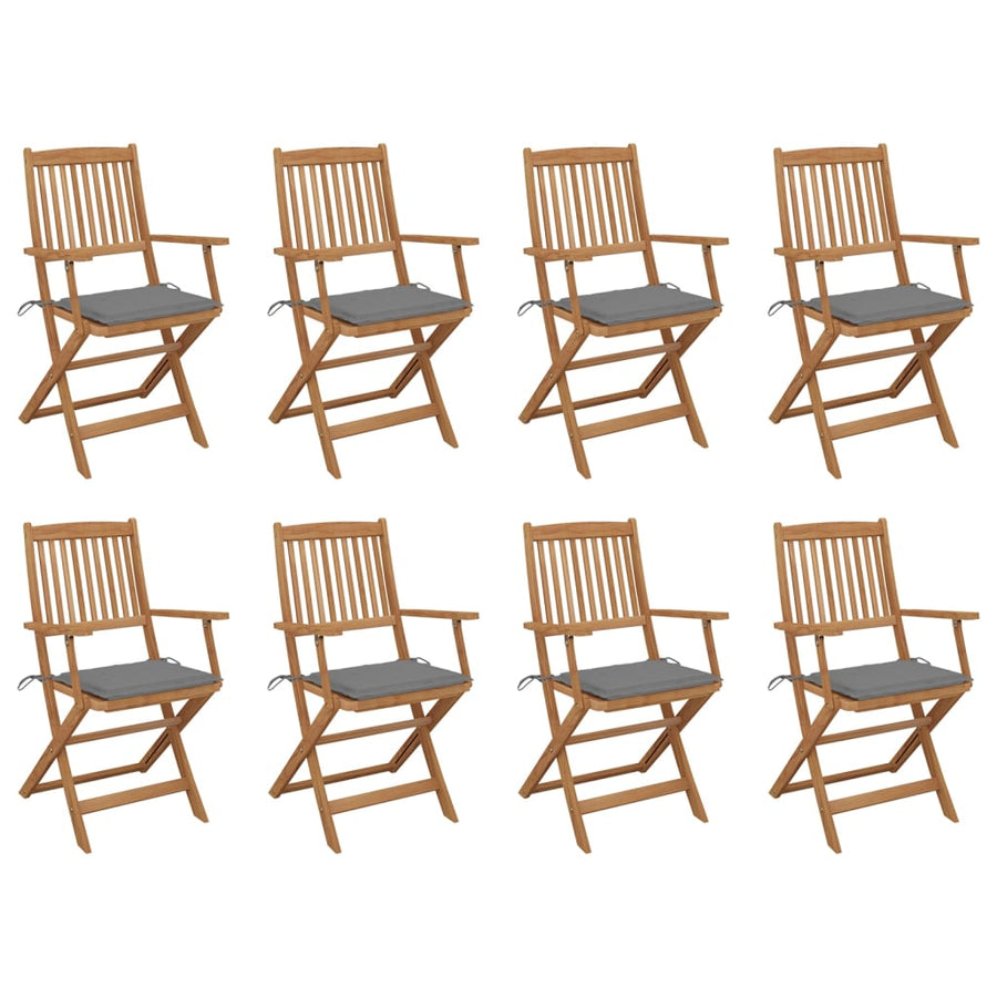Tuinstoelen Inklapbaar Met Kussens Massief Acaciahout 8 Grijs