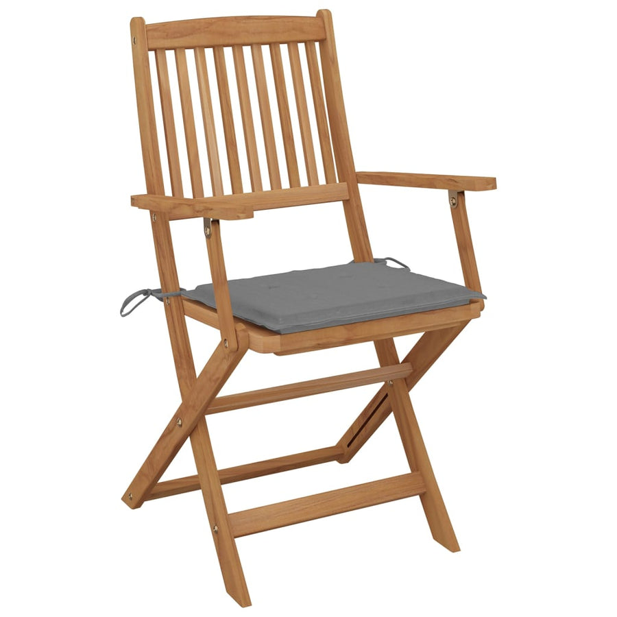 Tuinstoelen Inklapbaar Met Kussens Massief Acaciahout 8 Grijs