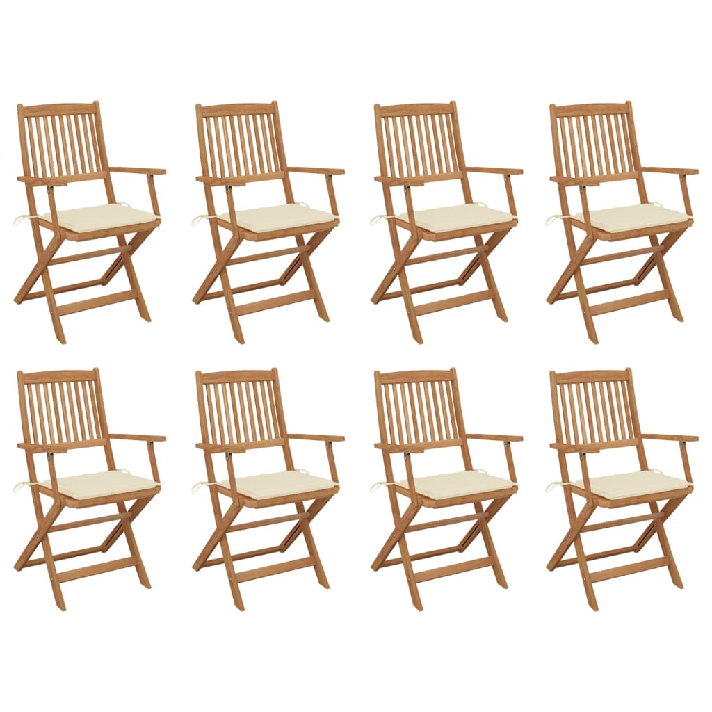 Tuinstoelen 8 St Inklapbaar Met Kussens Massief Acaciahout crème