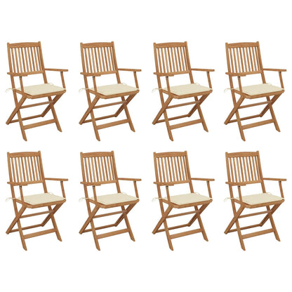 Tuinstoelen 8 St Inklapbaar Met Kussens Massief Acaciahout crème